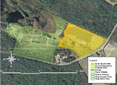 Image of Map of the proposed habitat restoration activities inside Tuckahoe WMA.