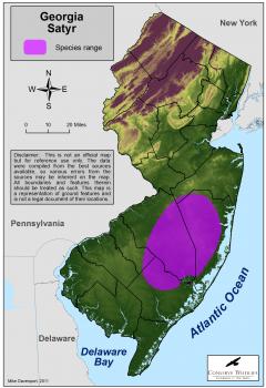 Image of Range of the Georgia satyr in New Jersey.
