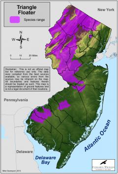 Image of Range of the triangle floater in New Jersey.