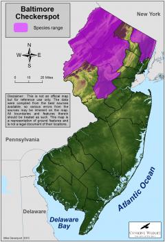 Image of Range of the Baltimore checkerspot in New Jersey.