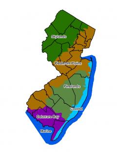Image of New Jersey's six Wildlife Action Plan regions.
