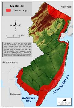 Image of Range of the Black rail in New Jersey.